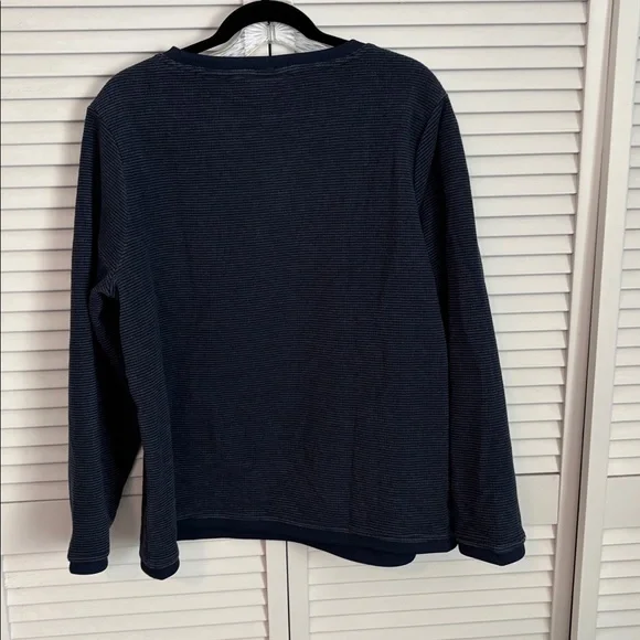 Denim&Co Chenille Fleece Long Sleeve Sweatshirt 1X Blue - Picture 4 of 6